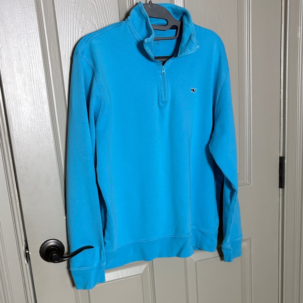 Vineyard Vines Vibrant Blue Turquoise Quarter-Zip Shep Pullover Sz M
